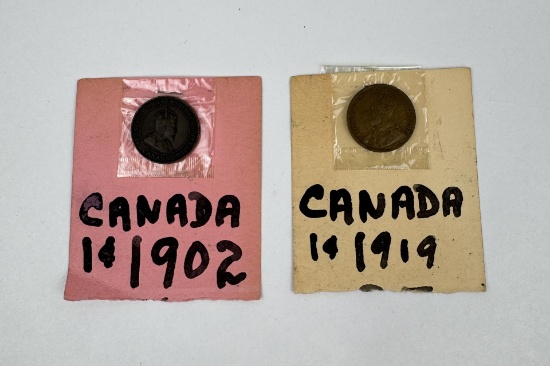1902 1919 Canada One Cent Coins