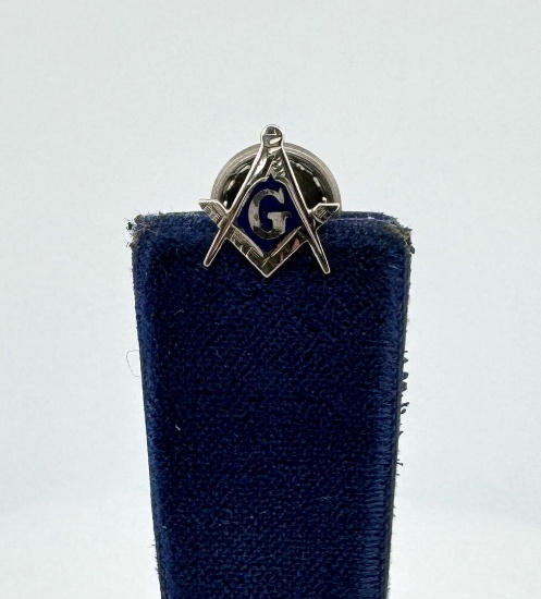 14k White Gold Masonic Pin