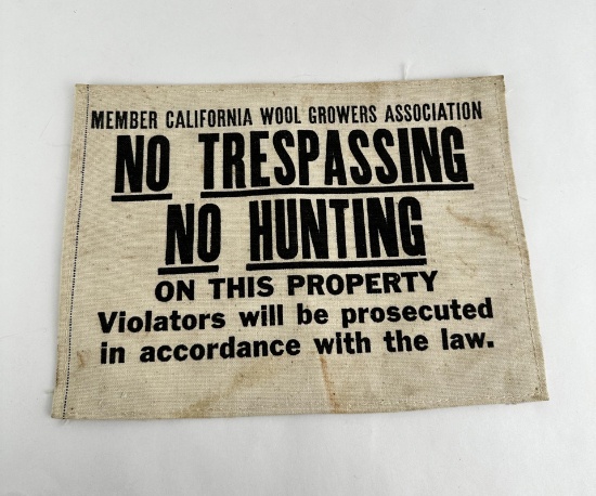 California Wool Growers No Hunting Sign