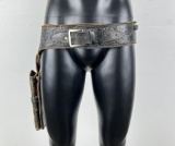 Antique Tooled Leather Gun Belt 22 Caliber