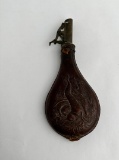 Antique Civil War Era Leather Shot Flask Bag
