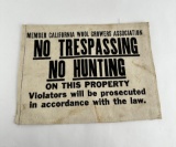 California Wool Growers No Hunting Sign