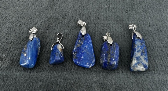 Lapis Lazuli Sterling Silver Necklace Pendants