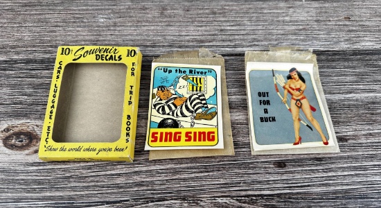 1950s Luggage Decals Sing Sing Pin Up Girl