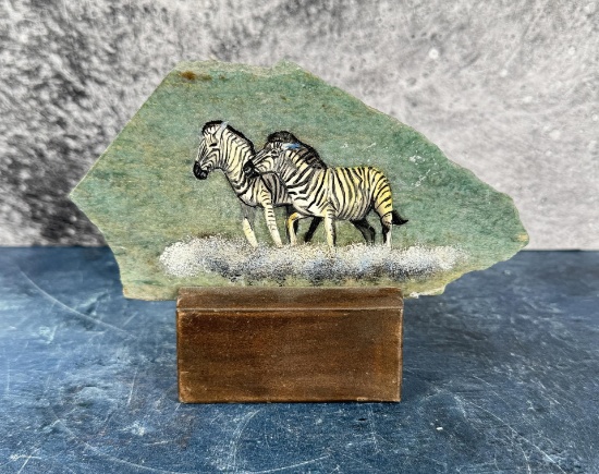 Zebra Painting on Stone Slab