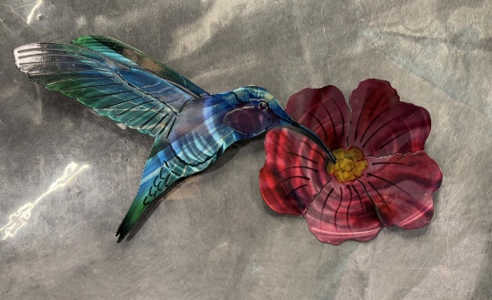 Laser Cut Steel Hummingbird Wall Sculpture