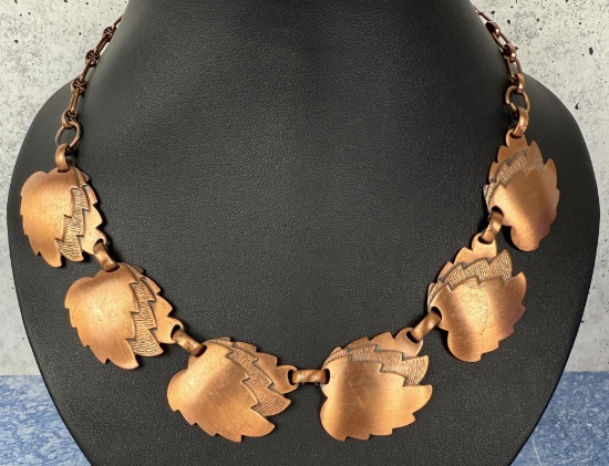 Mid Century Copper Leaf Necklace