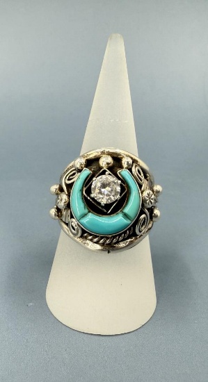 Zuni Sterling Silver Turquoise Ring