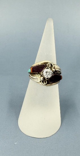 Zuni Sterling Silver Inlaid Ring