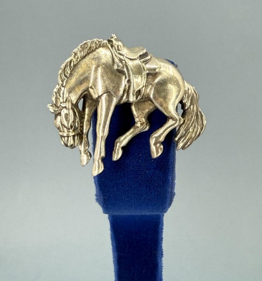 Sterling Silver Bucking Bronc Cowgirl Brooch