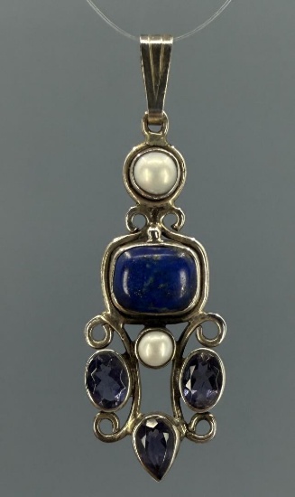 Sterling Silver Lapis Amethyst Pendant