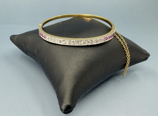 18k Gold Diamond and Pink Sapphire Bracelet
