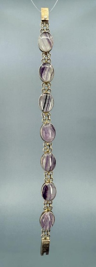 Sterling Silver Banded Amethyst Bracelet