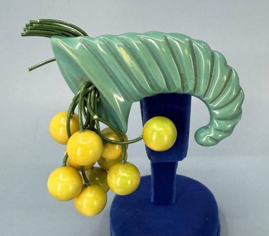 Celluloid Cornucopia Brooch