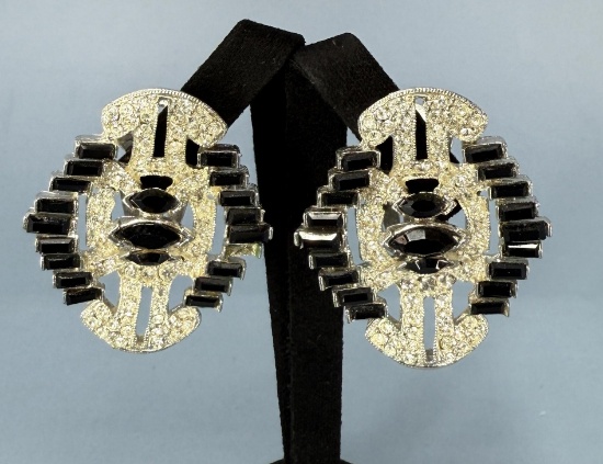Art Deco Rhinestone Fur Clips