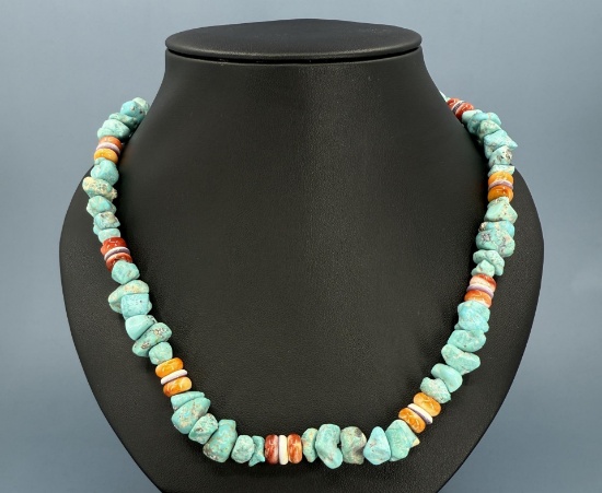 Navajo Turquoise and Heishi Shell Necklace