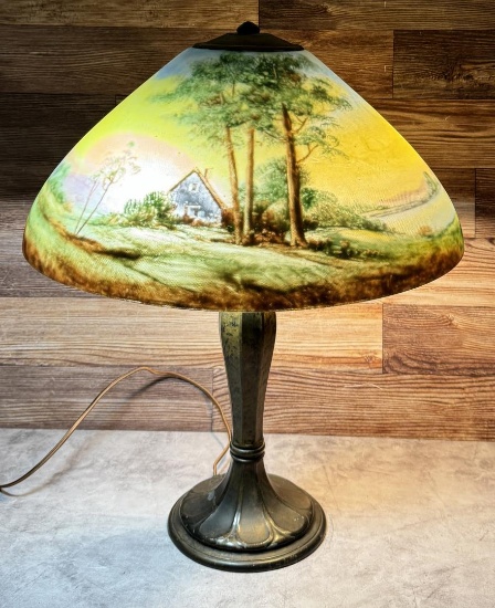 Arts & Crafts Jefferson Reverse Painted Table Lamp