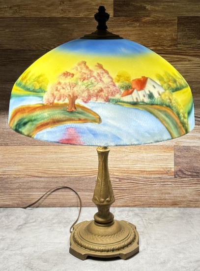Arts & Crafts Jefferson Reverse Painted Table Lamp