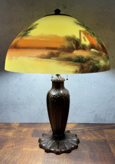 Arts & Crafts Jefferson Reverse Painted Table Lamp