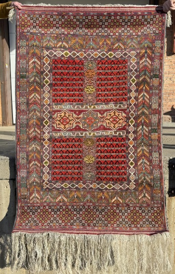 Tekke Turkoman Hatchli Prayer Persian Oriental Rug