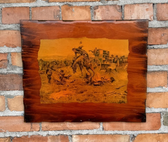 Charles M Russell Montana Print on Board