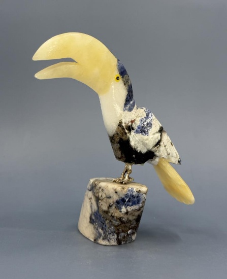 Carved Sodalite Semi Precious Stone Toucan