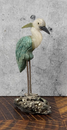 Carved Semi Precious Stone Crane