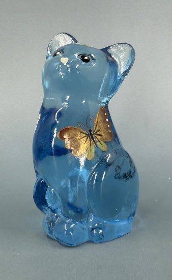 Fenton Butterfly Kisses Cat Paperweight