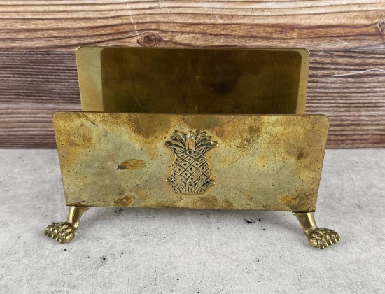 Vintage Brass Pineapple Letter Holder