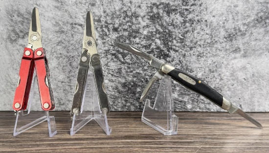 Buck Knife and Leatherman Micra Tools