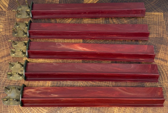 Set of 5 Red Swirl Bakelite Mahjong Tile Racks