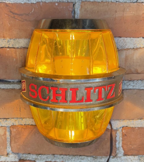 Schlitz Lighted Beer Barrel Sign