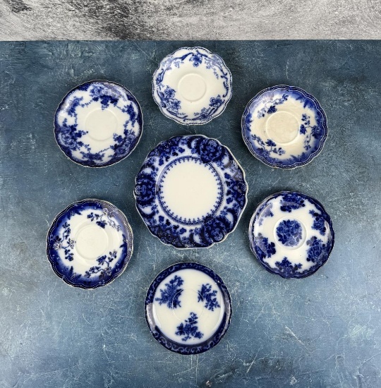 Antique Flow Blue Plates