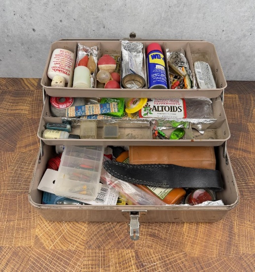 Vintage Fishing Tackle Box and Contents