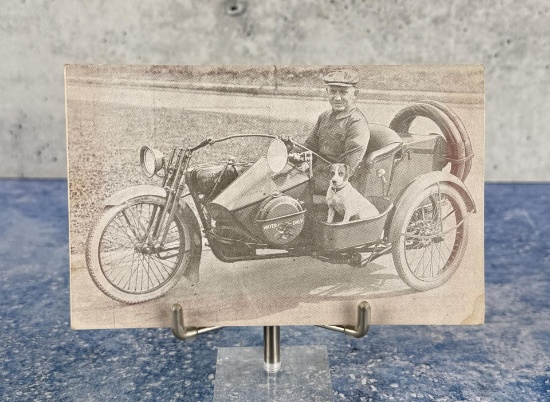 1918 Harley Davidson Motorcycle Postcard