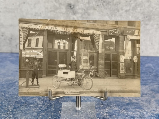 1910s Indian Motorcycle & Sidecar RPPC Postcard