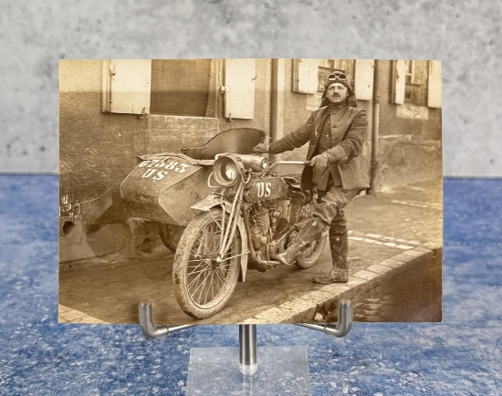 WWI WW1 US Army Motorcycle RPPC Postcard