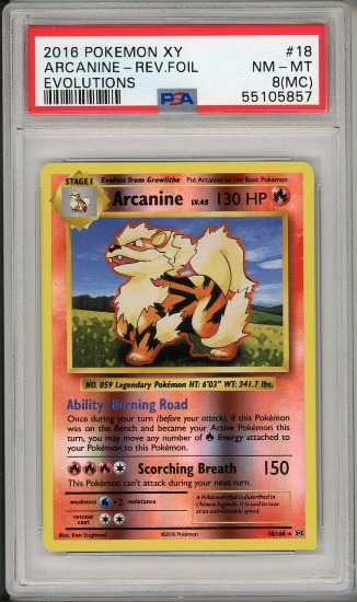 2016 Pokemon Arcanine Rev Foil Error Card PSA