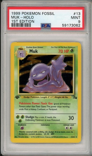 1999 Pokemon Fossil 1st Edition Muk 13 PSA 9