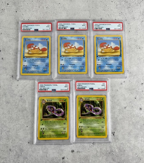 1999 Pokemon Fossil 1st Edition PSA 9 Cards