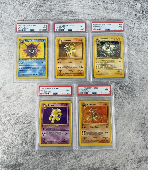 1999 Pokemon Fossil 1st Edition PSA 9 Cards