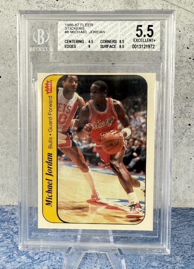 1986-87 Fleer Michael Jordan Sticker Card BGS 5.5