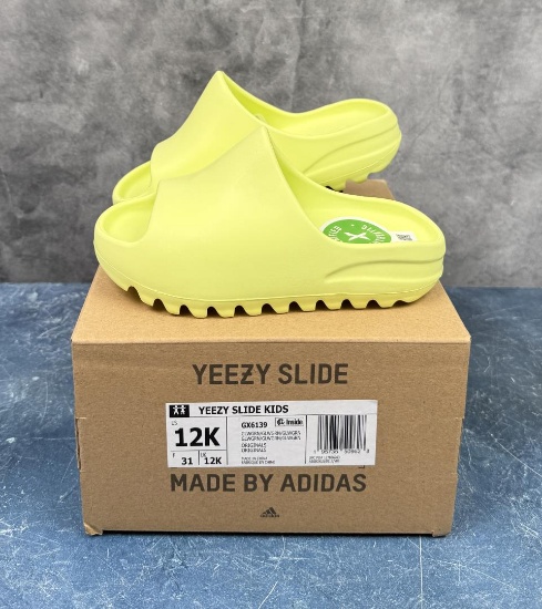 Yeezy Slide Glow Green GX6139 Size 12k New in Box