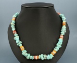 Navajo Turquoise and Heishi Shell Necklace