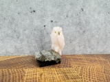 Carved Rose Quartz Owl