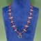 Zuni Coral Fetish Sterling Squash Blossom Necklace