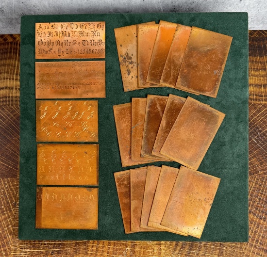 Collection of Copper Lettering Engraving Plates