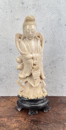 Antique Chinese Soapstone Guanyin Carving