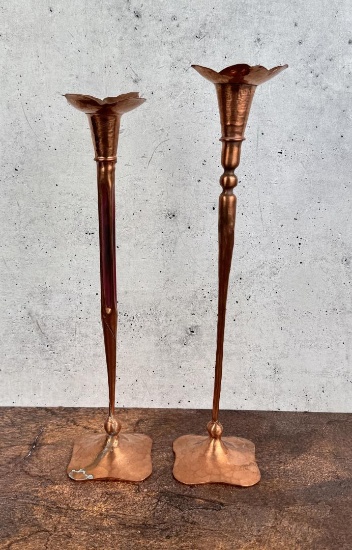 Hessel Studios Hammered Copper Candlesticks