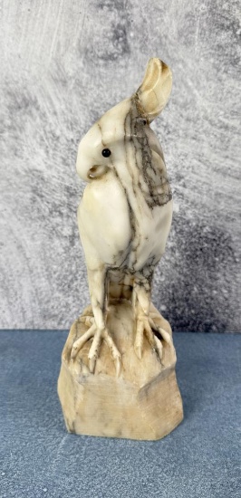 Carved Alabaster Cockatoo Bird